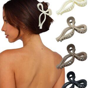 Elegant 4 PCS Bow Hair Clips - Nonslip Large Claw Clips for Every Occasion